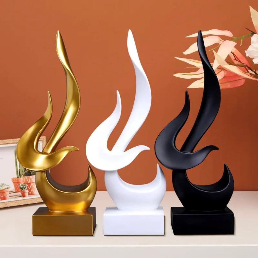 Escultura Abstrata Art Flame Decor Resina - 0076 Conceito 
