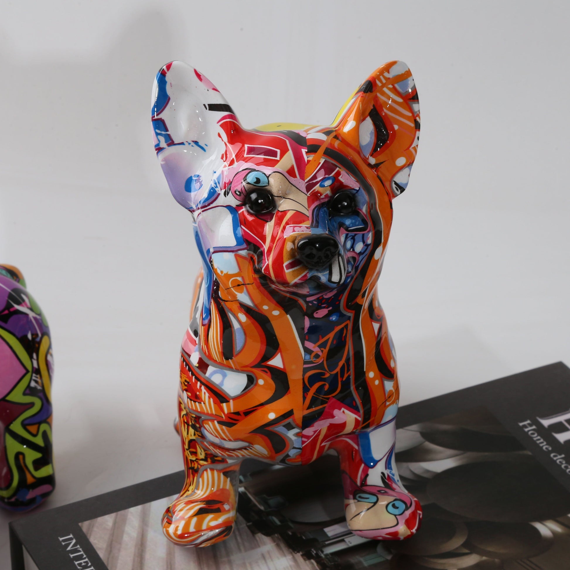Escultura Corgi Cardigan Grafite Street & Colors resina Conceito 