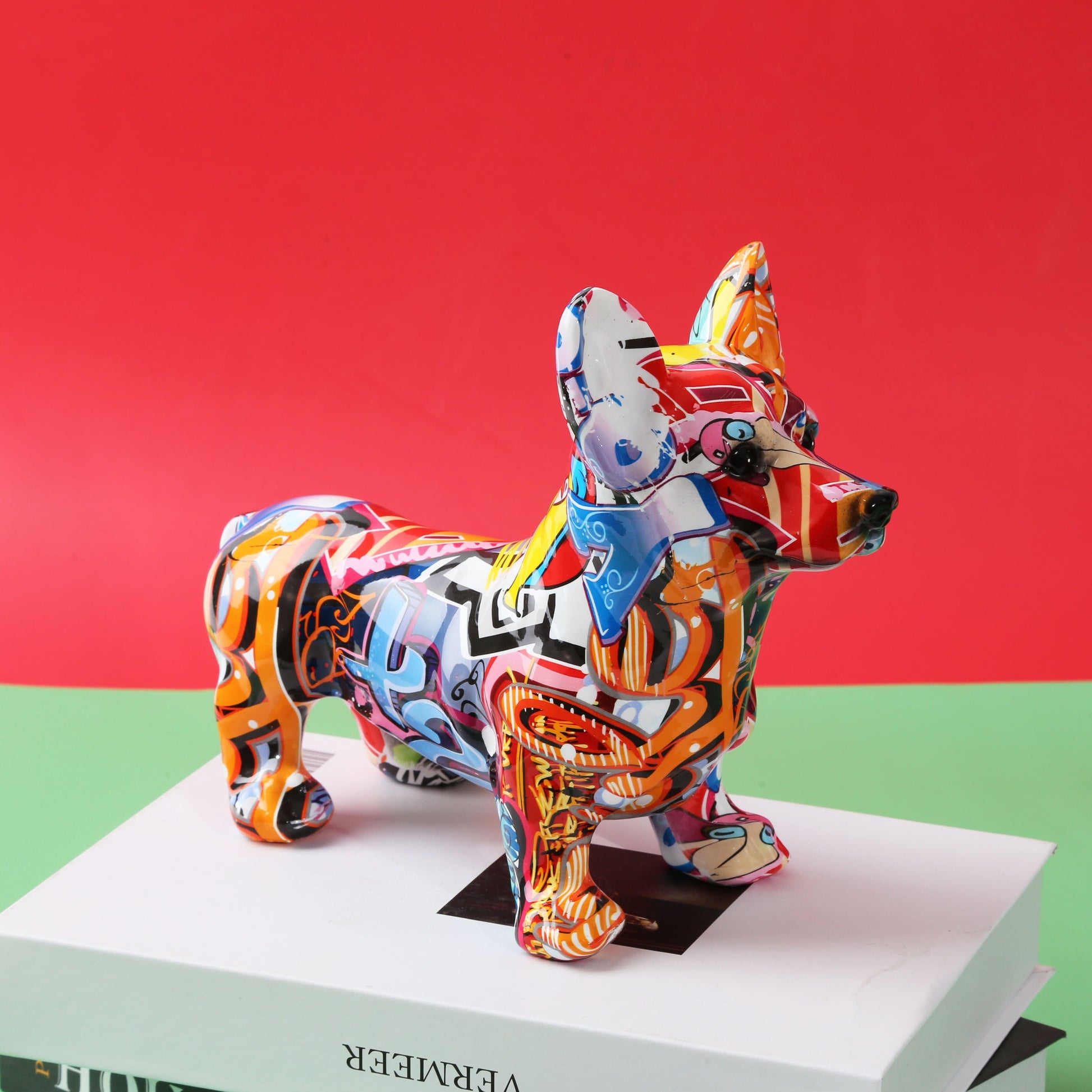 Escultura Corgi Cardigan Grafite Street & Colors resina Conceito 