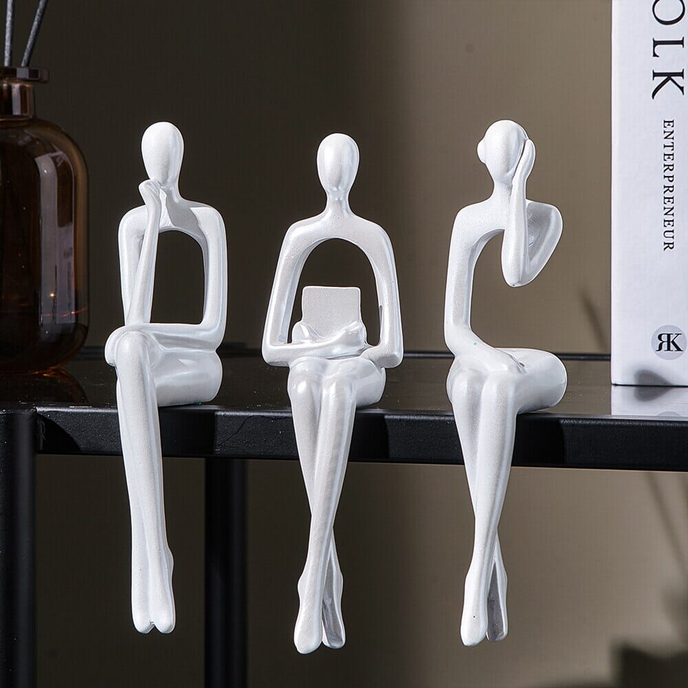 Escultura Decorativa Abstrata Pensador Contemporâneo resina Conceito 
