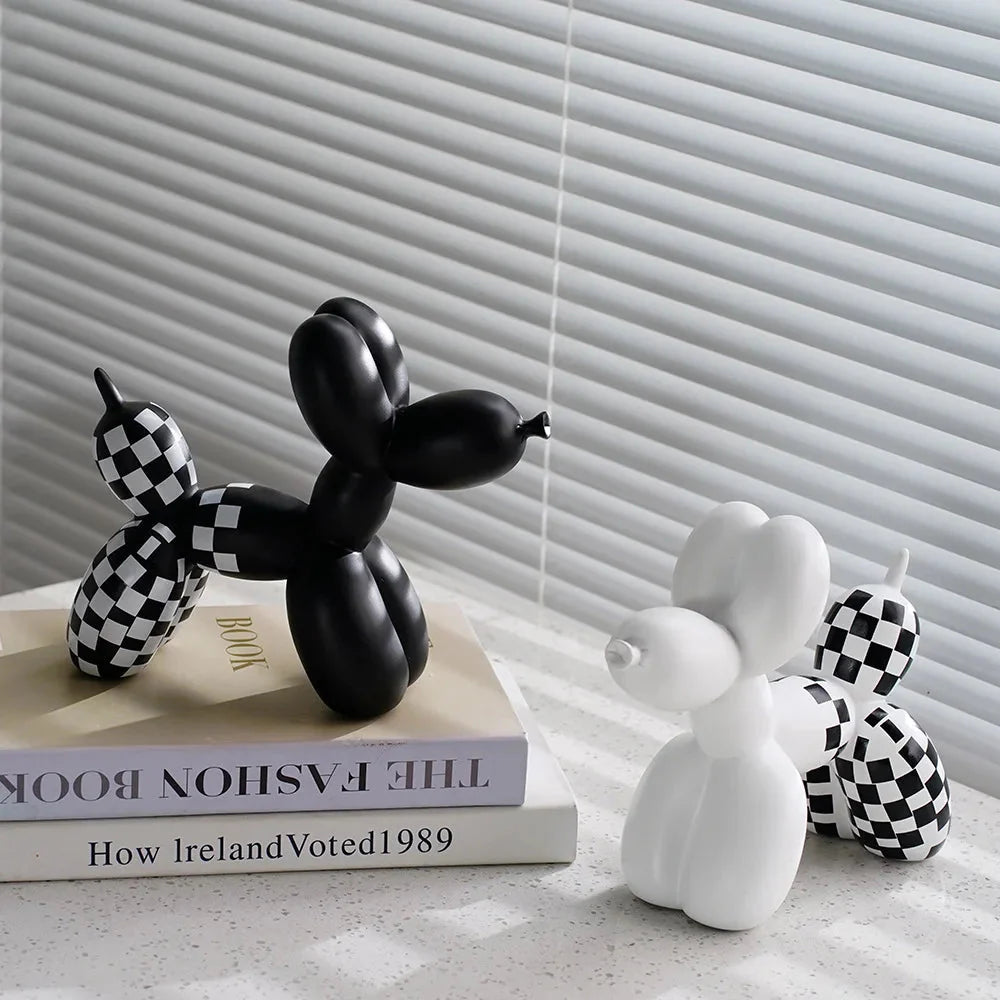 Escultura Doggy Balloon Xadrez resina Conceito 