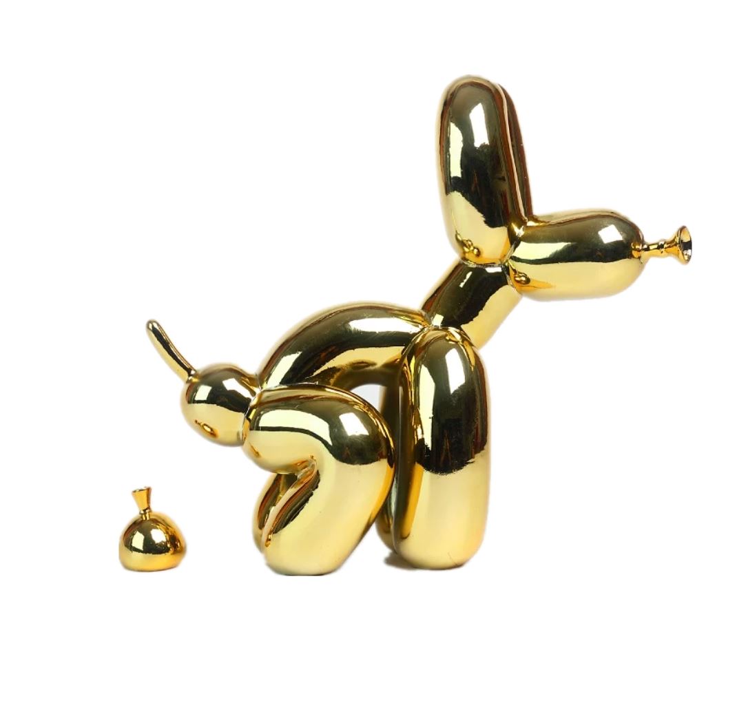 Escultura Doggy Poo 23x22cm resina projeto-150 Yellow Gold 