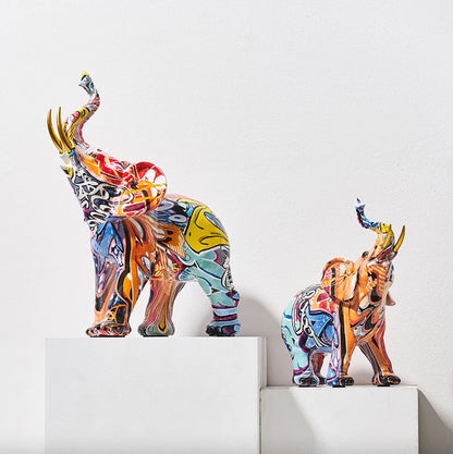 Escultura Elefante Grafite Street & Colors Conceito Street O Par 