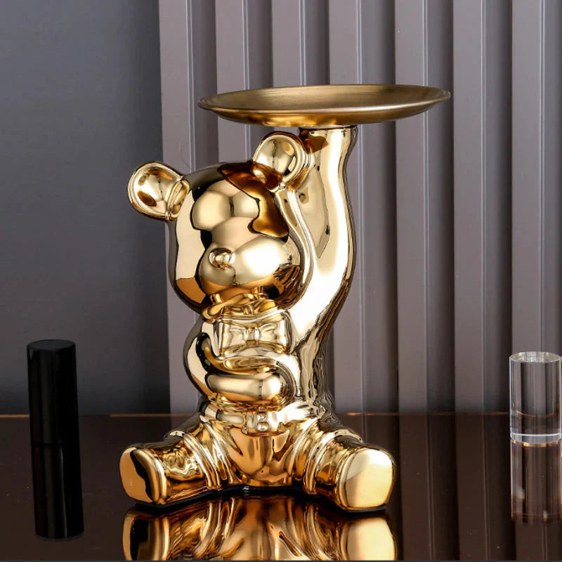Escultura Ursinho Decor Aparador & Cofre Conceito 2 Dourado 
