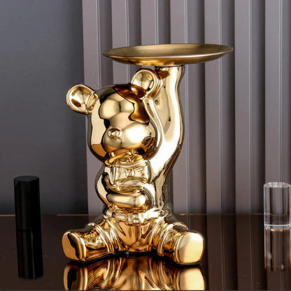 Escultura Ursinho Decor Aparador & Cofre Conceito 2 Dourado 