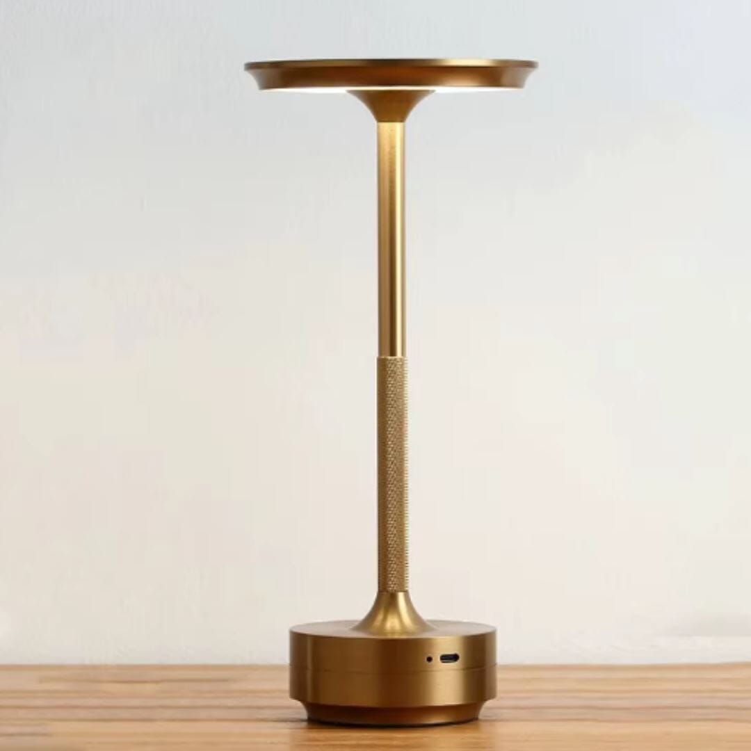 Luminária Abajur de Mesa Candeeiro Touch Essenza Recarregável USB Abajur - 0062 Conceito Dourado 