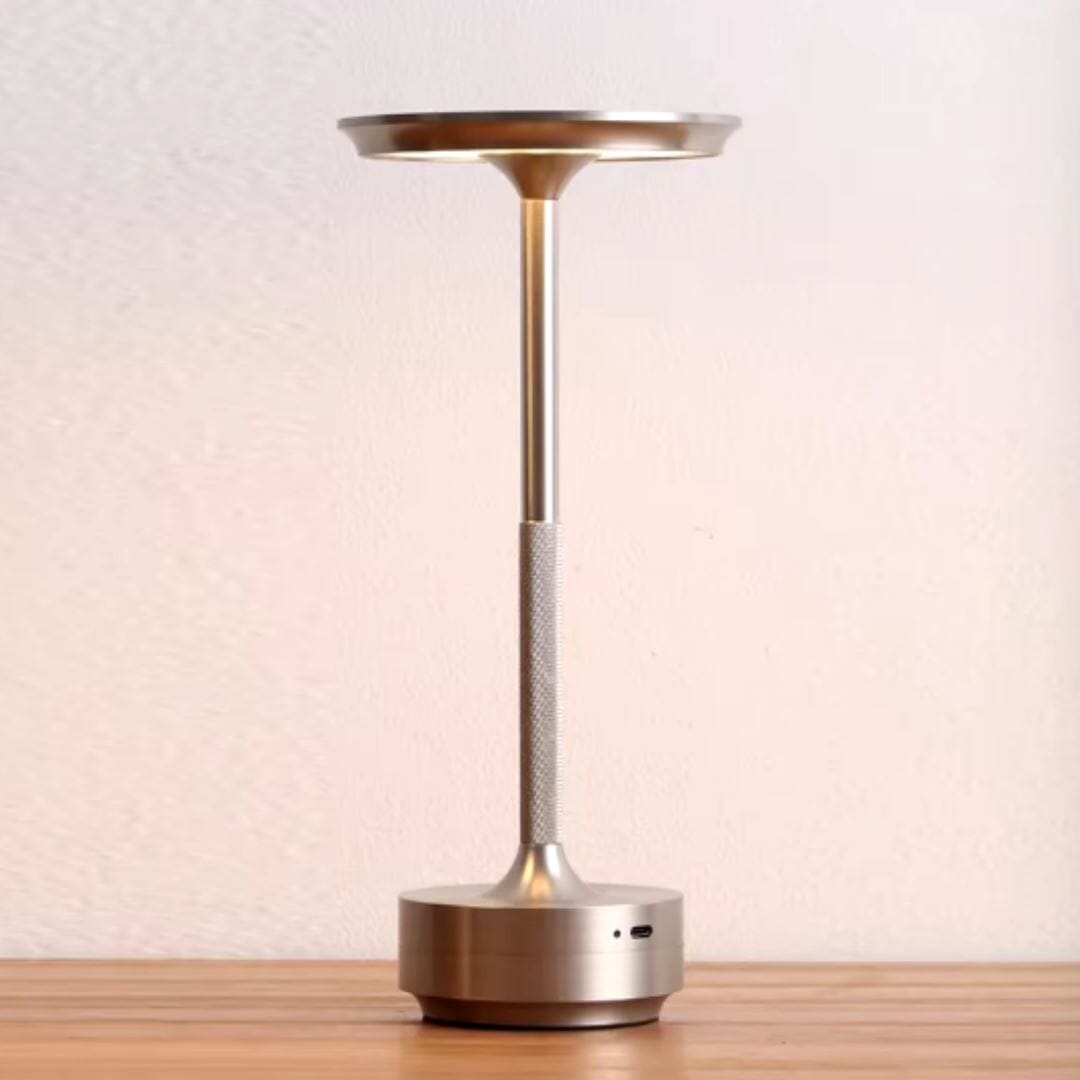 Luminária Abajur de Mesa Candeeiro Touch Essenza Recarregável USB Abajur - 0062 Conceito Prata 