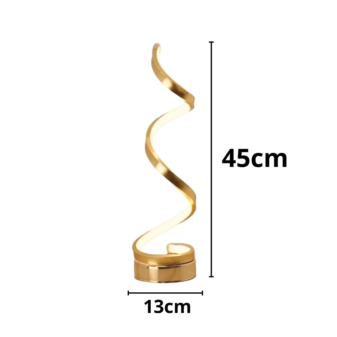 Luminária Abajur de Mesa Espiral Dourado Luna 45cm Abajur - 0025 Conceito 