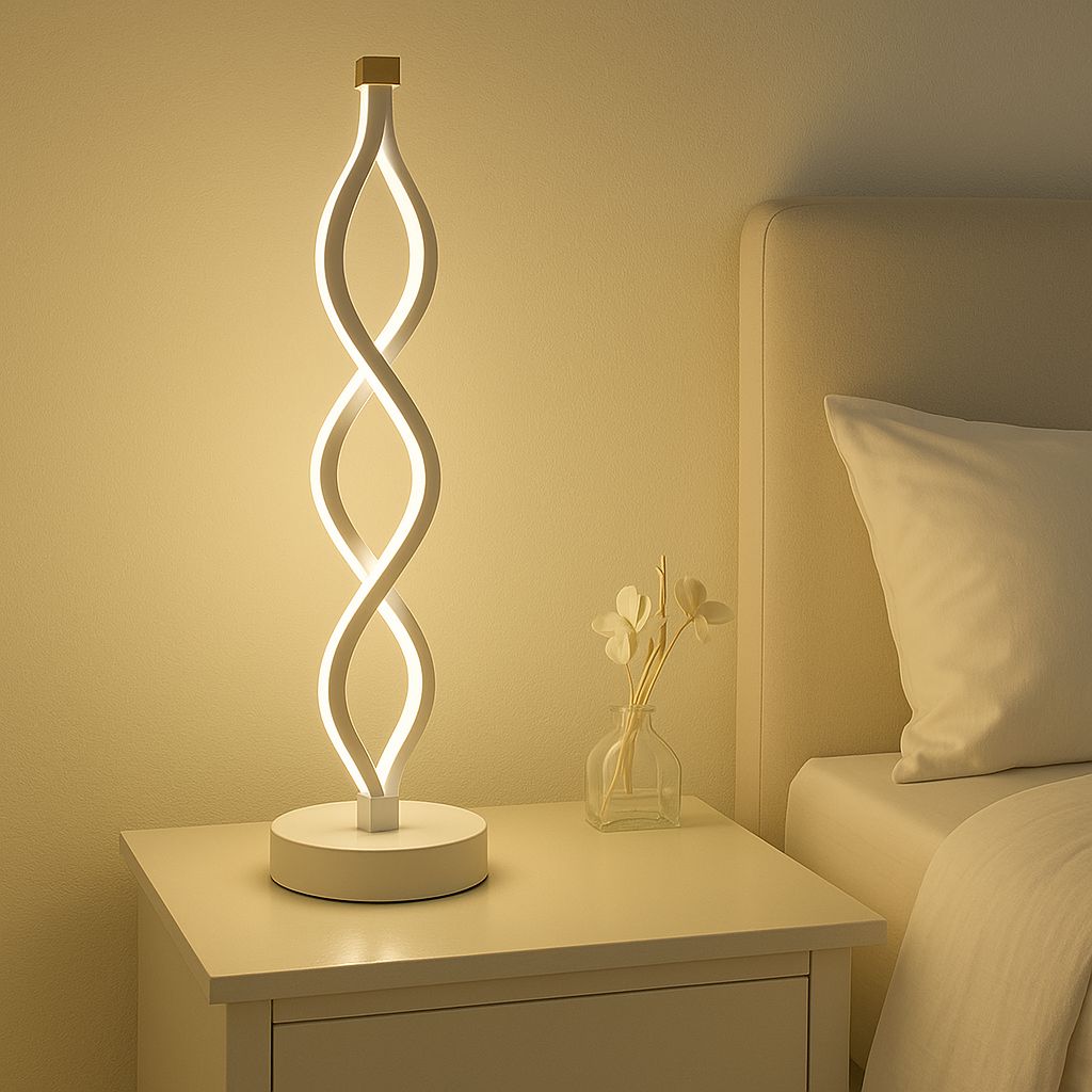 Luminária Abajur de Mesa Espiral Dupla 36cm Abajur - 0008 Conceito Luz Quente 