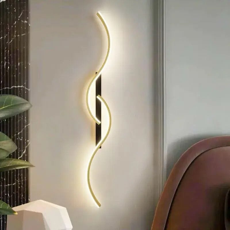 Luminária Arandela de Parede Onda Dupla Dourada Arandela 0040 Conceito Frio 60cm 