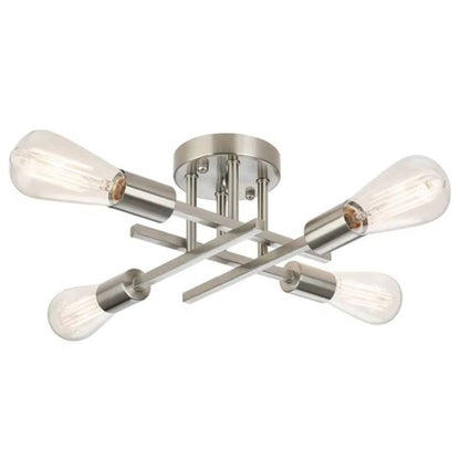 Lustre Luminária de Teto Flash Mount (04 lâmpadas) Lustre - 0014 Conceito Cinza Cromado 
