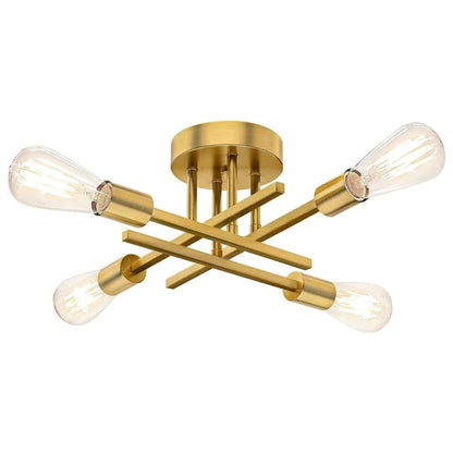 Lustre Luminária de Teto Flash Mount Dourado (04 lâmpadas) Lustre - 0030 Conceito 