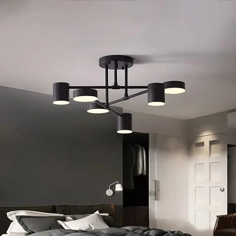 Lustre Luminária de Teto Sputnik Próton (06 lâmpadas) luzes Conceito Preto 