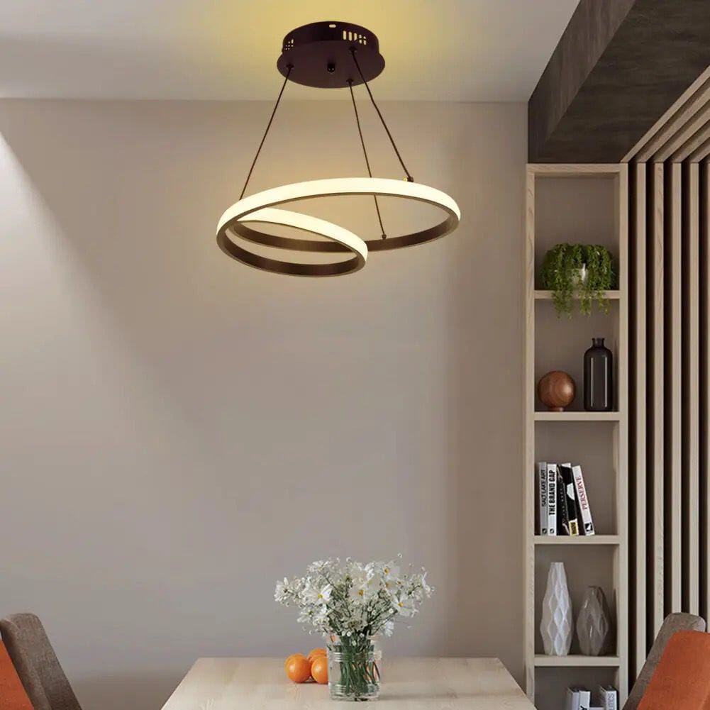 Lustre Pendente Entrelaço Circular Led luzes Conceito 