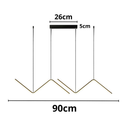 Lustre Pendente Minimalista Wave Line Led - 90cm Lustre - 0026 Conceito 