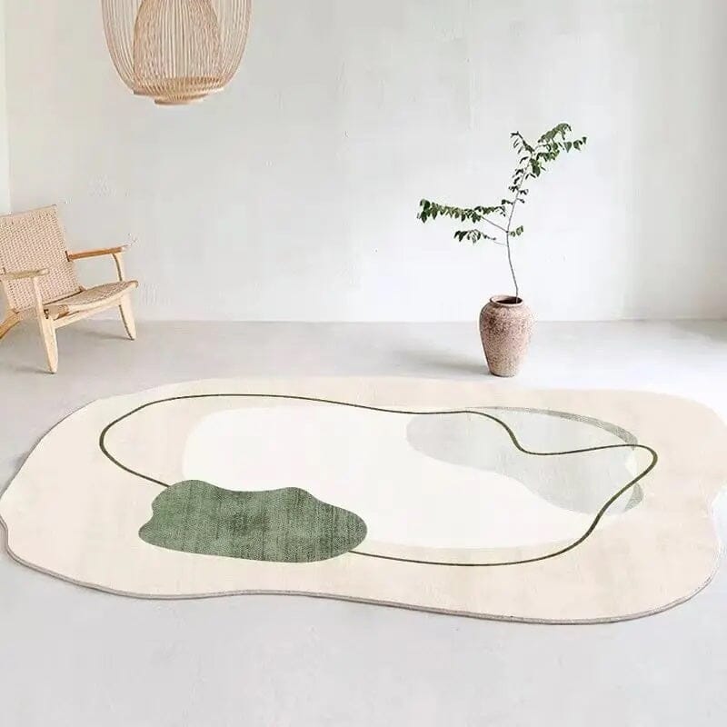 Tapete Decorativo Orgânico Abstrato Irregular para Sala - Nordic Green Tapete - 0021 Conceito 80x120cm 
